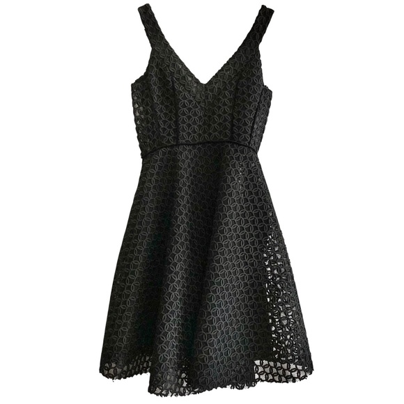 MAJE Ringo Basket Weave Lace Fit & Flare Dress Paris Sleeveless Black - Picture 5 of 11